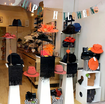 Stunning Orange and Black for our Halloween window display!