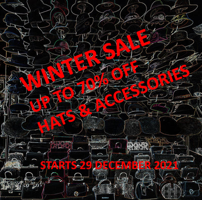 OUR WINTER SALE 29 DECEMBER 2021 TO 22 JANUARY 2022 - UP TO 70% OFF HATS & ACCESSORIES!