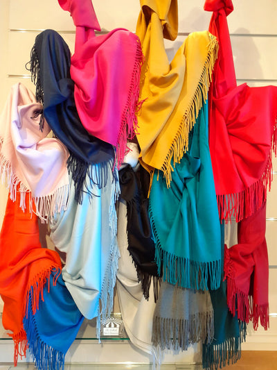 Beautiful 30% cashmere Pashmina shawls and wraps in stunning colours